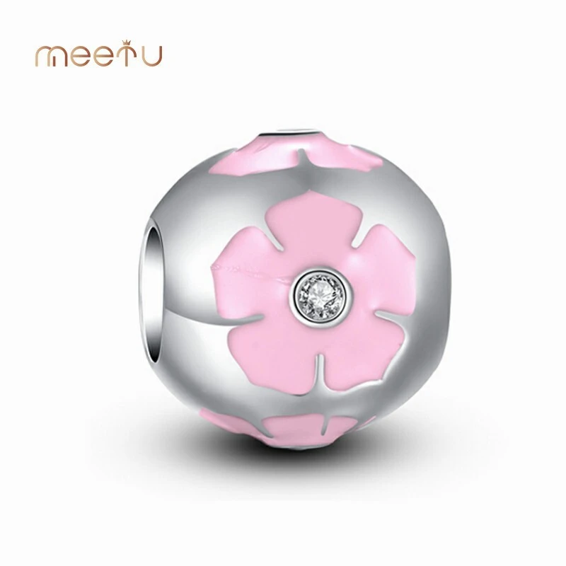 Factory Price Jewelry Girly Pink Flowers Necklace Round Charms Bead 1