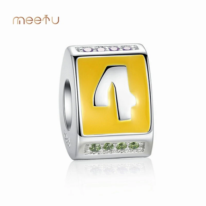 Jewelry Manufactur Number 4 Pendant 3D Numeral  With Color Stones 1