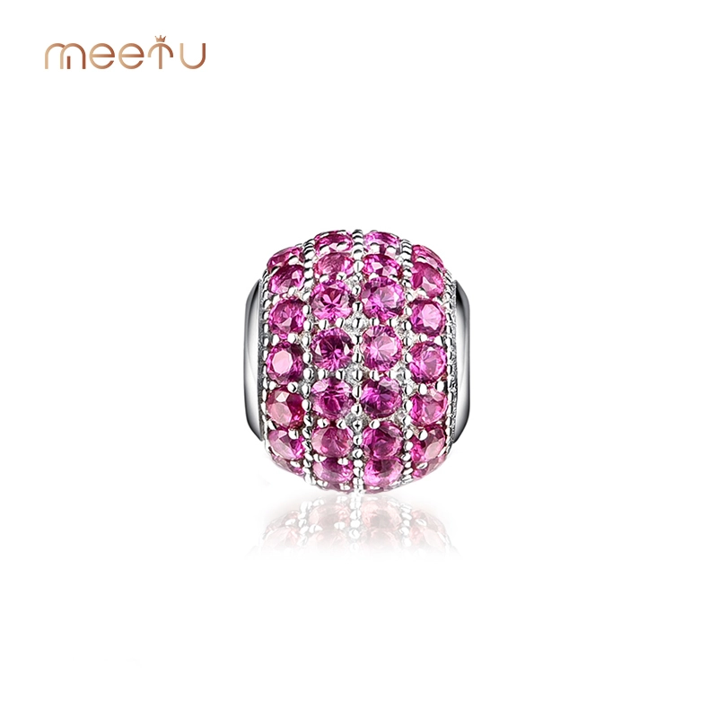 Pengeluar Barang Kemas Perak Ruby Zircon Round Silver Charms 1