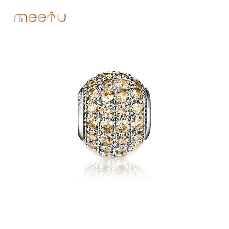 Warshada Oem Champagne Pave Stone Round Charms Pendant 1