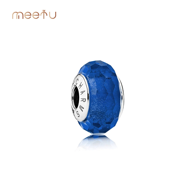 شركة Navy Blue Hive Cut Lampwork Charm 925 1