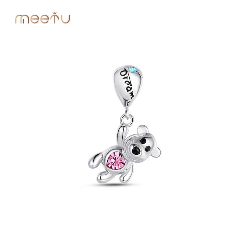 Sterling Silver Charms Dream Bear With Balloon Dangle Charm 1