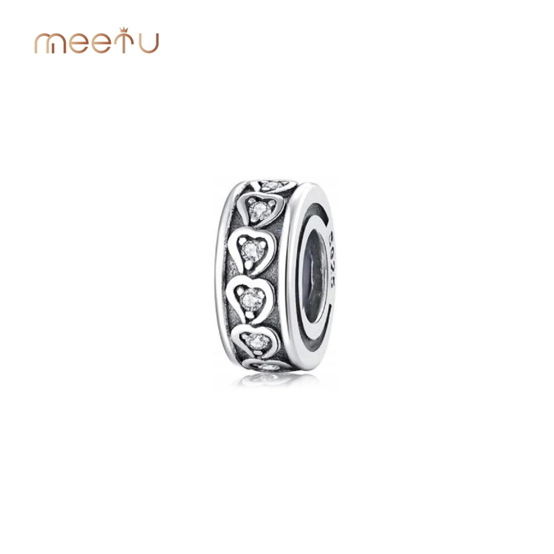 Buy One Roll Heart White Zircon Charm Bracelet Spacer Meetu Jewelry 1