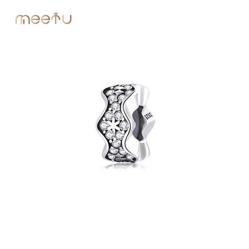 Wave Pave Stone  Prong Set   Charm Spacer -Meetu Jewelry 1
