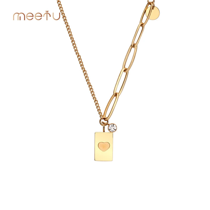 Altın Kaplama Paslanmaz Kalp Kolye Kalp Etiketli Meetu Jewelry'de 1