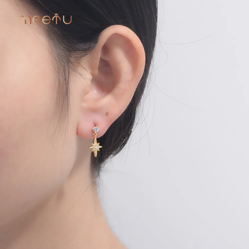 Meetu Jewelry Brand Prong Set Zircon Custom Long Silver Earrings 3
