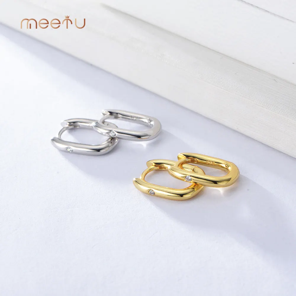 Meetu Jewelry Brand 925 Silver MTSE4129 Zircon Silver Earrings Design Meetu Jewelry 3