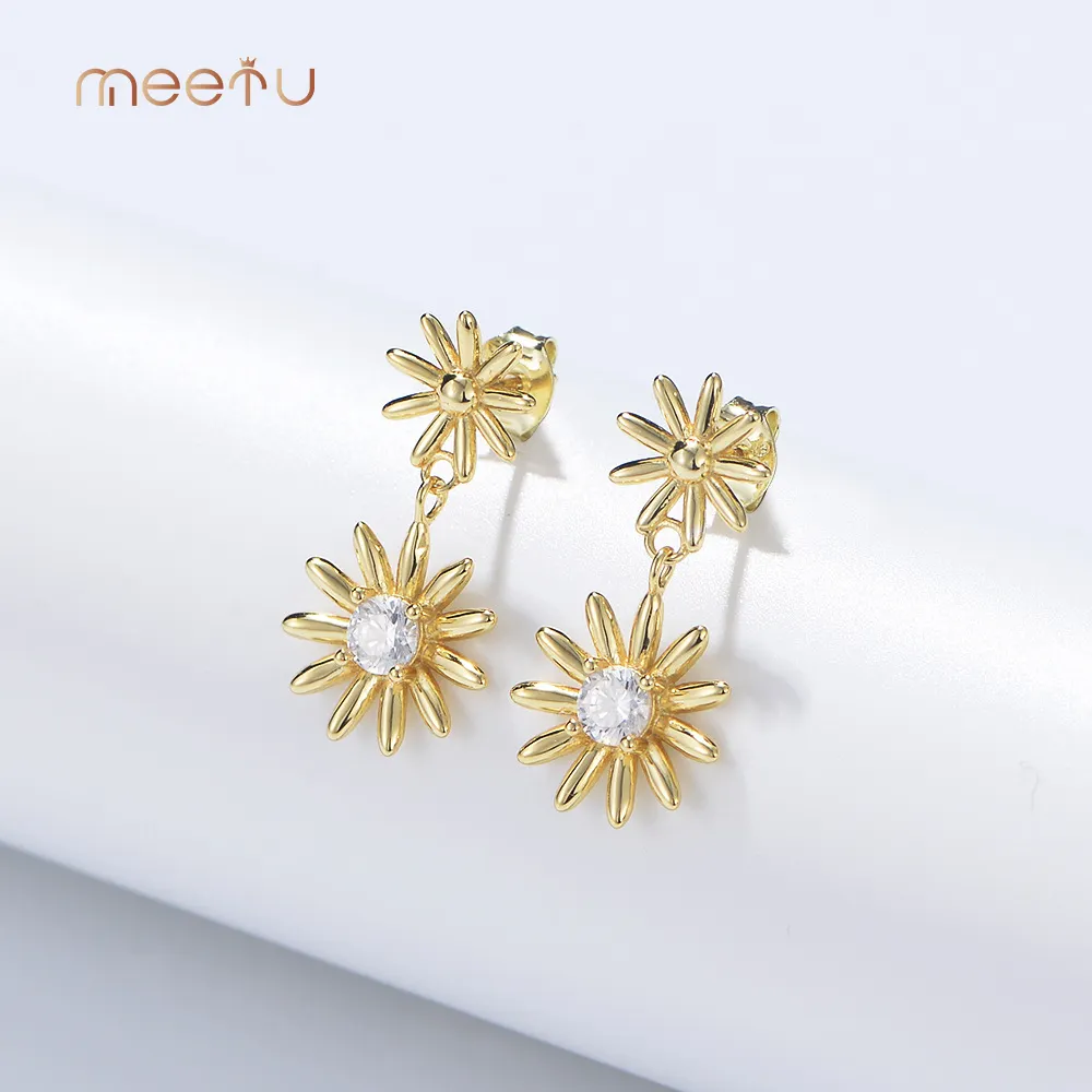 Meetu Jewelry Brand Prong Set MTSE4133 Custom Real Silver Earrings，blue Silver Earrings 2