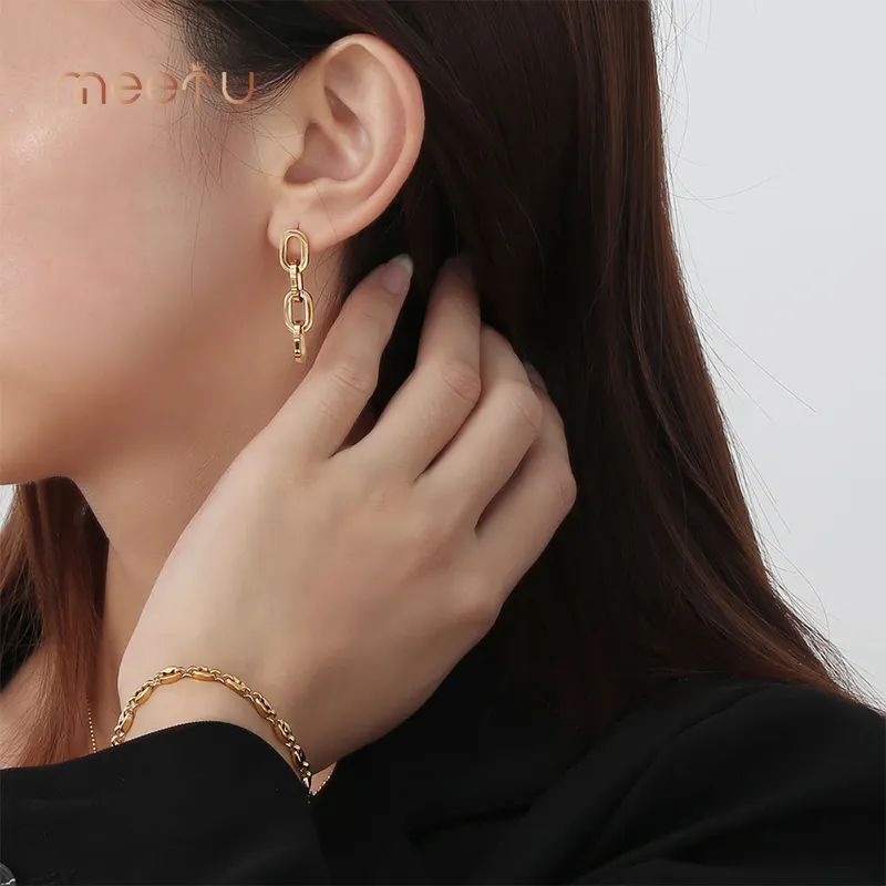 304 Stainless Steel with Gold Plated Enamel Stainless Steel Ear Piercing Meetu Jewelry Brand 4