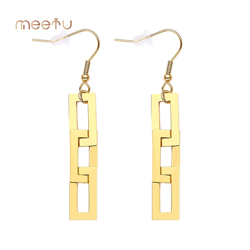 Earring Dearadh Slabhra Cruth Cearnóg Cruach Dhosmálta - Meetu Jewelry 1