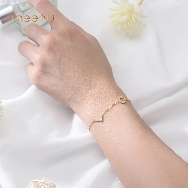 Cute Silver Bracelets Meetu Jewelry Zircon 16+4cm Meetu Jewelry Brand 4