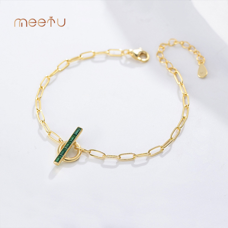 925 Sterling Bracelet Sterling Girtina Dor Bi Rengê Zimrûdê 6