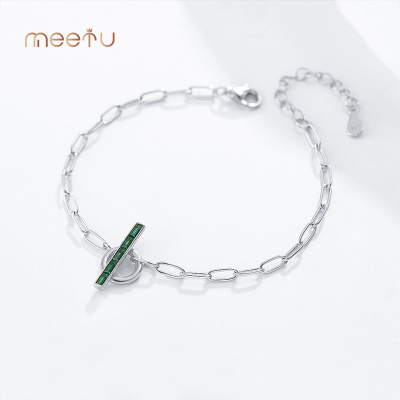 925 Sterling Bracelet Sterling Girtina Dor Bi Rengê Zimrûdê 7