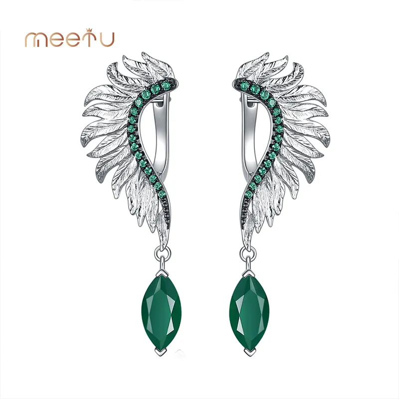 925 Sterling Silver Earrings Studs Blue Guangzhou MTSE4147 Meetu Jewelry Brand Company 5