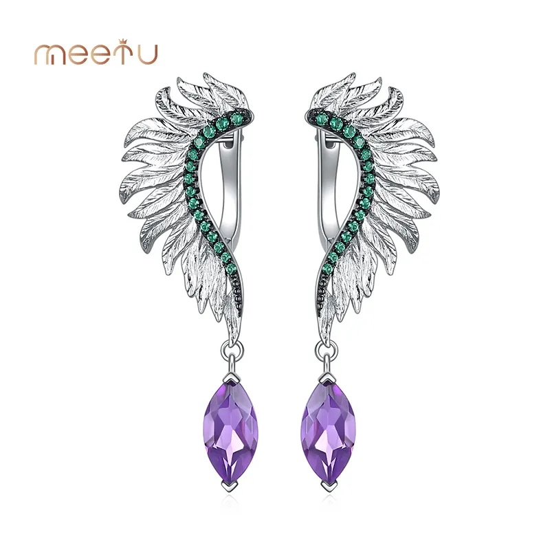 925 Sterling Silver Earrings Studs Blue Guangzhou MTSE4147 Meetu Jewelry Brand Company 4