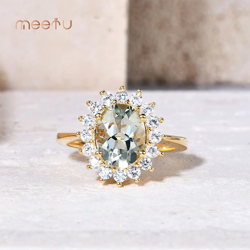 Sun Shape Natural Green Amethyst 925 Sterling Silver Luxury Ring 1