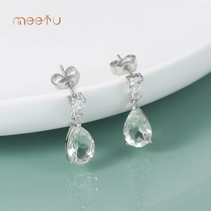 925 Sterling Silver Green Amethyst Fashion Light Luxury Natural Gem Earring 1