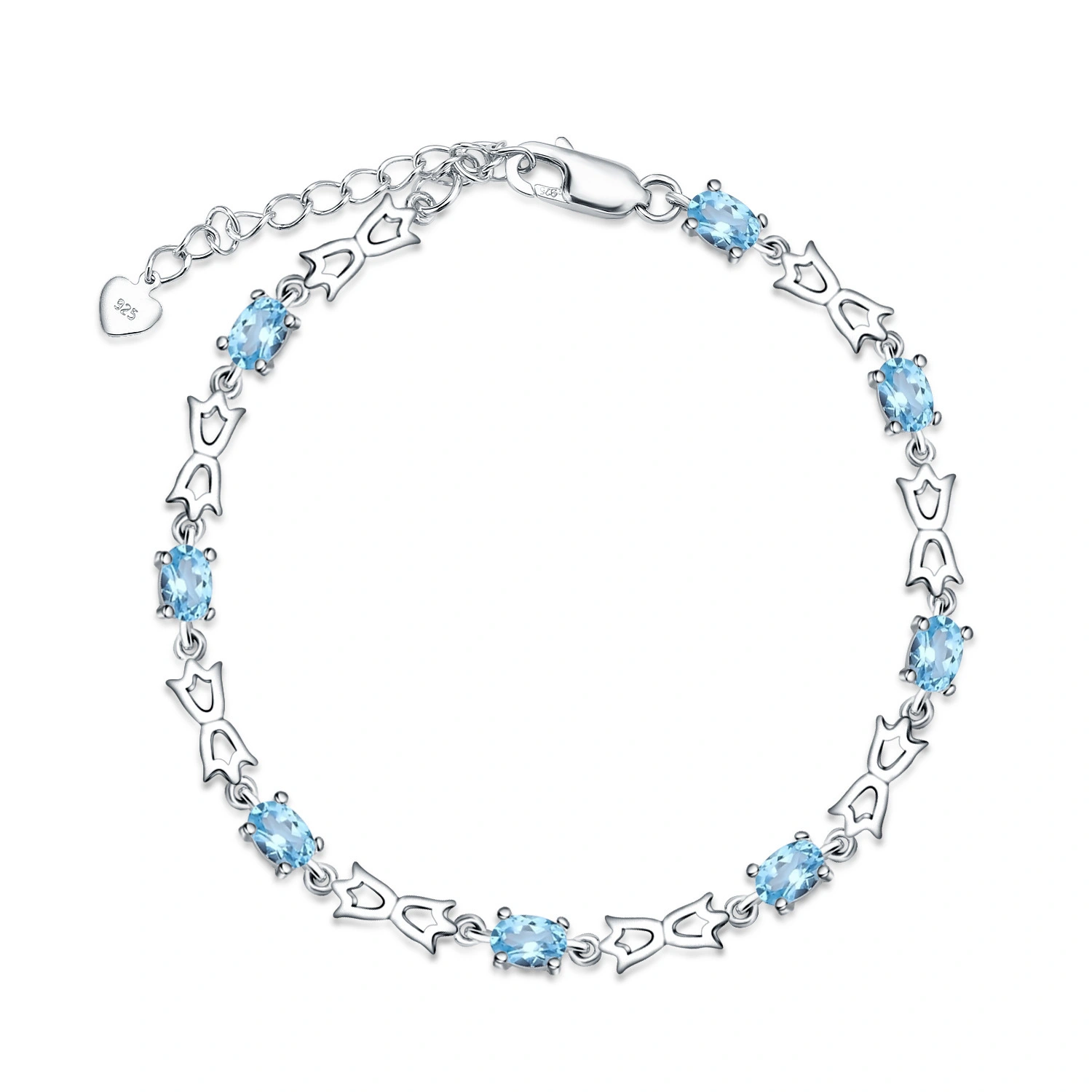 Natural Sky Blue Topaz 925 Sterling Silver Bracelet 1