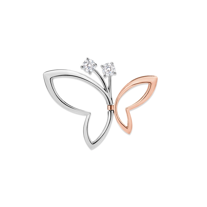Stunning Two Tone Butterfly Pendant: Sterling Silver 925 in Rose Gold & Silver 1