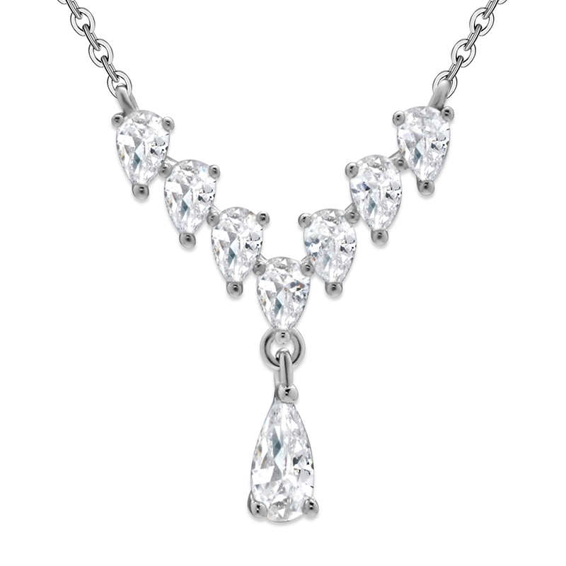 Sterling Silver Necklace: Pear Zirconia Pendant with 925 Silver Chain 1