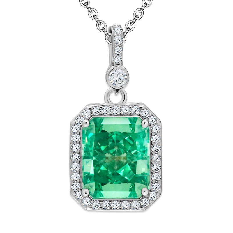 የሚገርመው ኤመራልድ አረንጓዴ ዚርኮኒያ pendant - ስተርሊንግ ሲልቨር ሰንሰለት ተካትቷል። 1