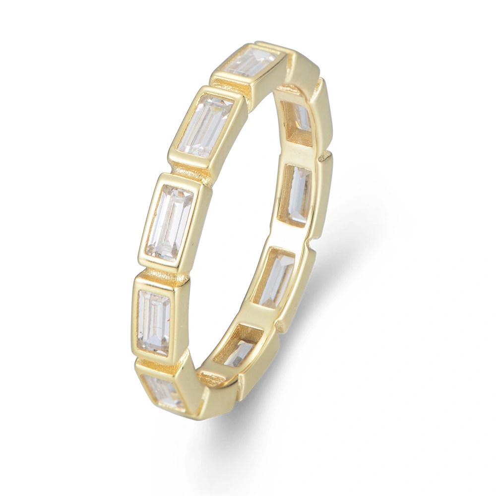 የሚያብለጨልጭ Baguette Zircon ቀለበት - እውነተኛ 925 ስተርሊንግ ሲልቨር 1