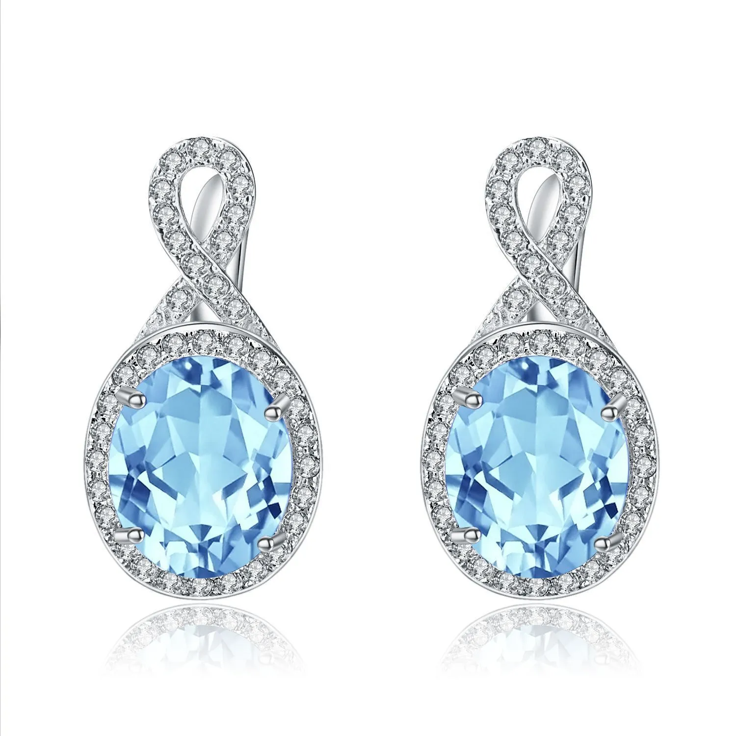 Sky Blue Топаз асыл таш сөйкө 925 күмүш 1