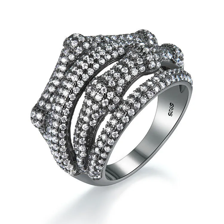 አንጸባራቂ CZ Zirconia Twining Silver Ring - ለፋሽን ጌጣጌጥ አድናቂዎች የሚያምር ቆንጆ ዲዛይን 1