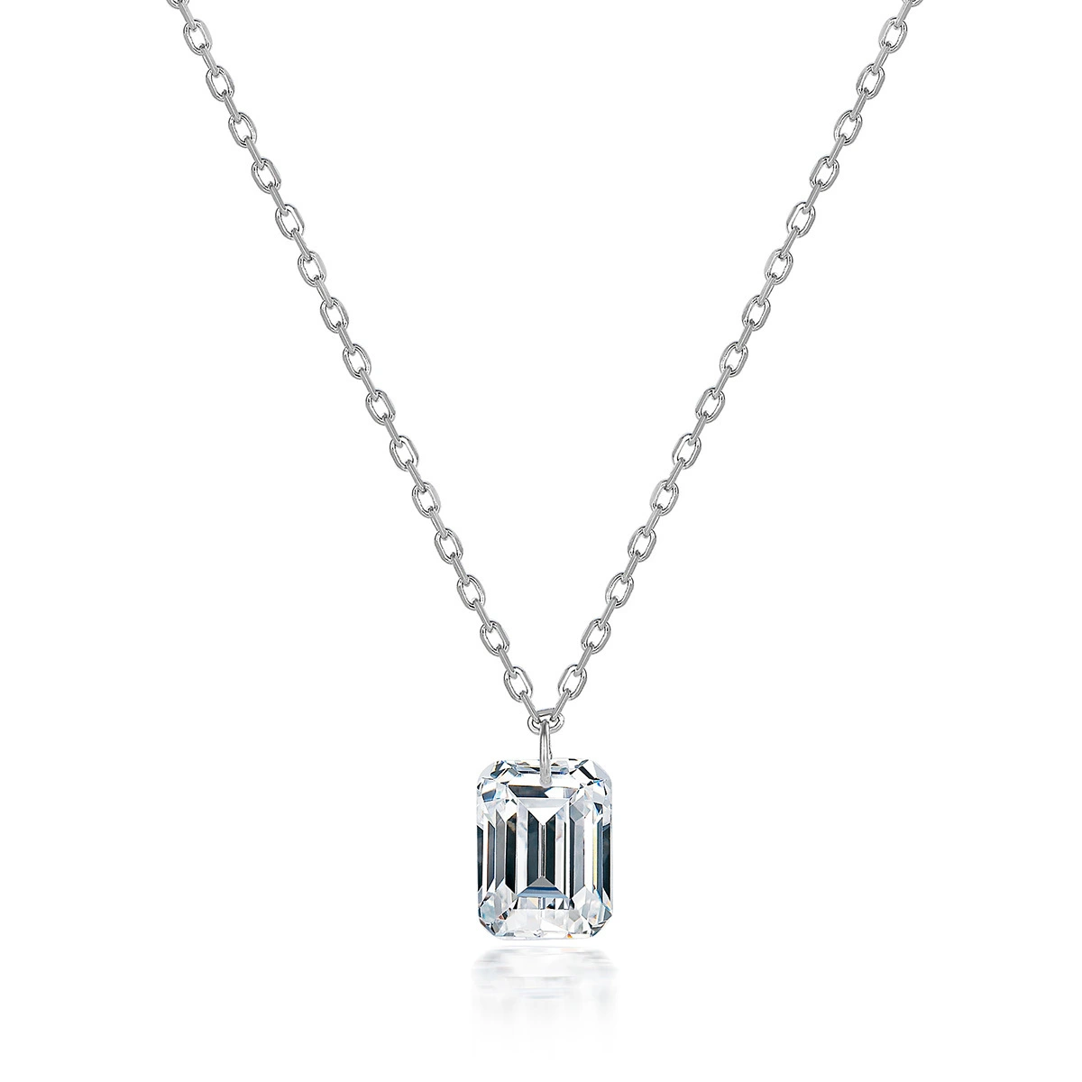 Stunning Emerald cut Cubic Zirconia Pendant: Exquisite Simulated Gem Necklace 1