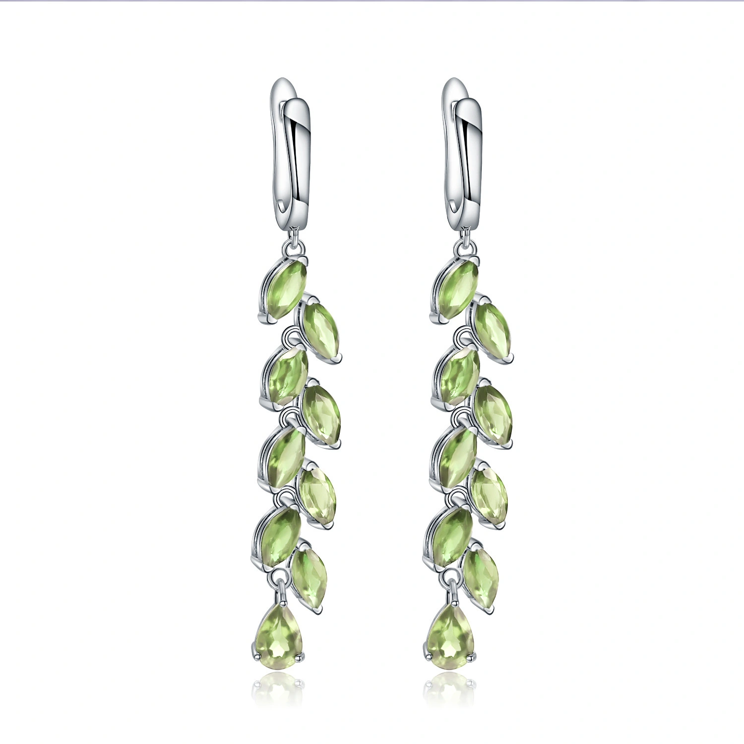 Simplistic Elegance: S925 Silver Olive Quartz Earrings & Pendant Set 1