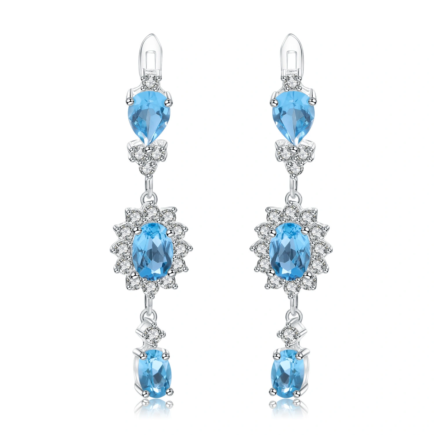 Exquisite Natural Gemstone Earrings: 925 Silver Luxury with Inlaid Topaz 1