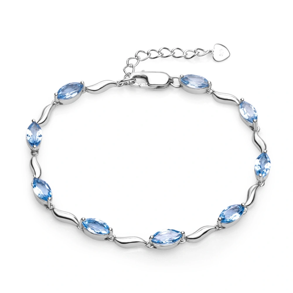 Minimalist Fashion 925 Silver Natural Topaz Bracelet For Women 1