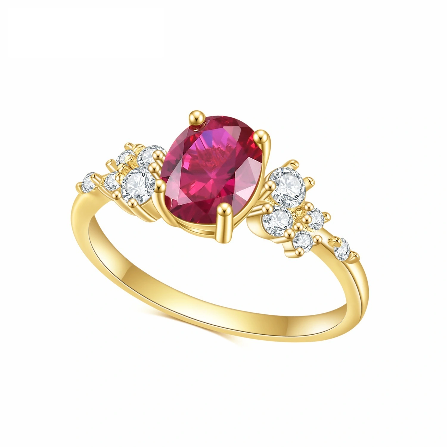 Ruby Gemstone ئالتۇن يالىتىلغان 925 ستېرلىڭ كۈمۈش ھالقا: ۋاقىتسىز نەپىس 1
