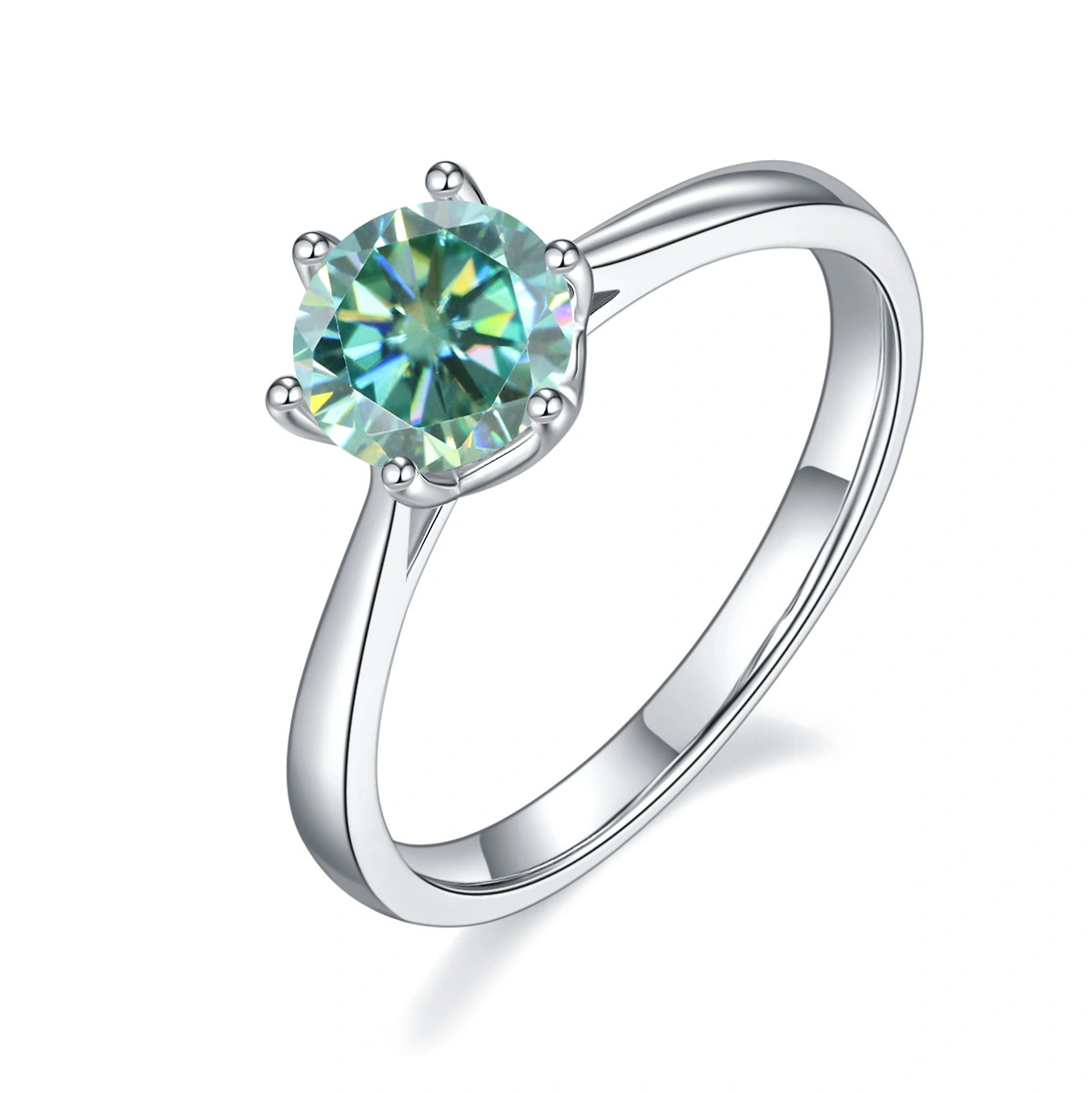 Green moissanite 1 Carat Ring Luxury Fashion sS925 Silver Gemstone Ring 1