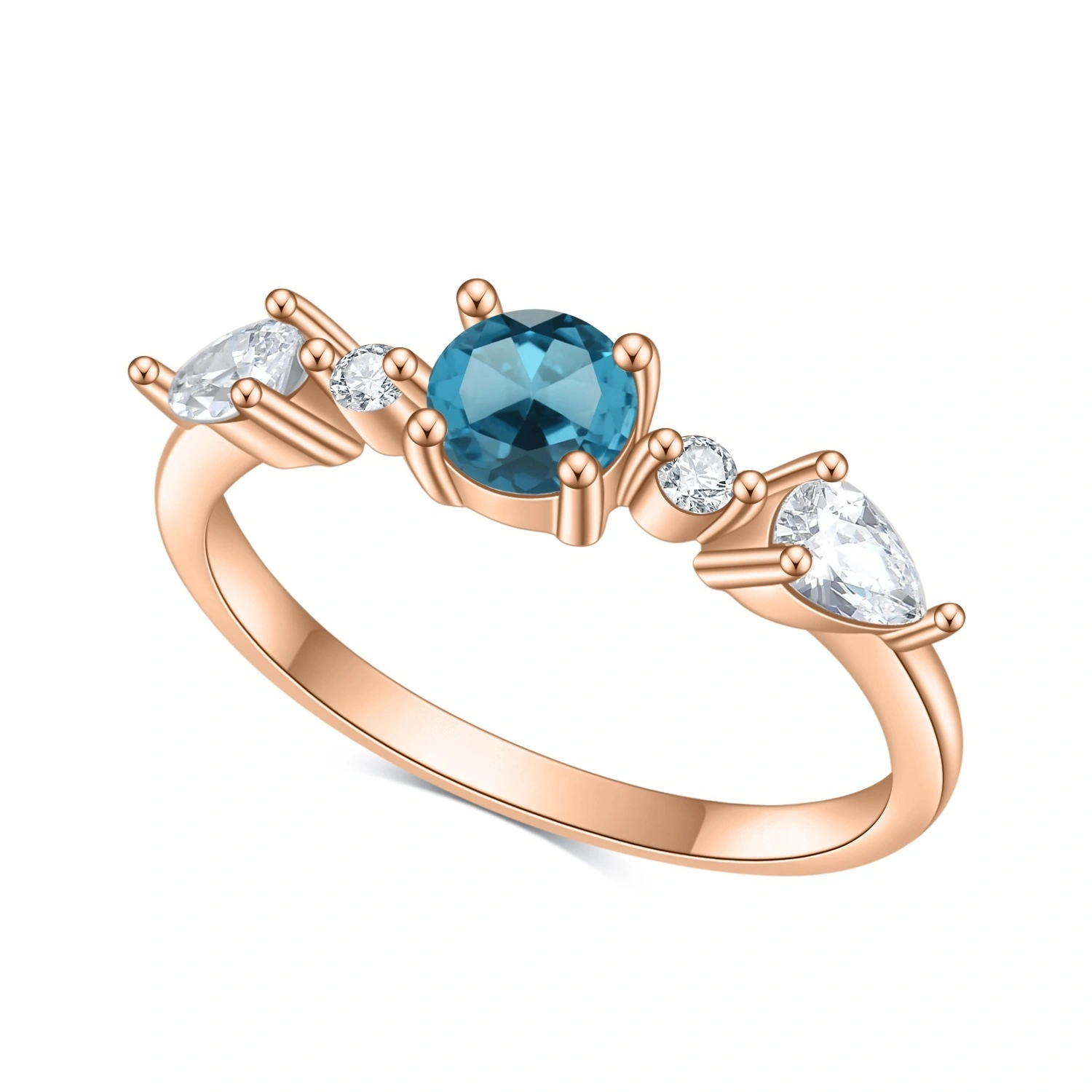 S925 S925 Sterling Silver inlaed with Natural London Blue Topaz Ring Fashion Simple Gemstone Ring 1