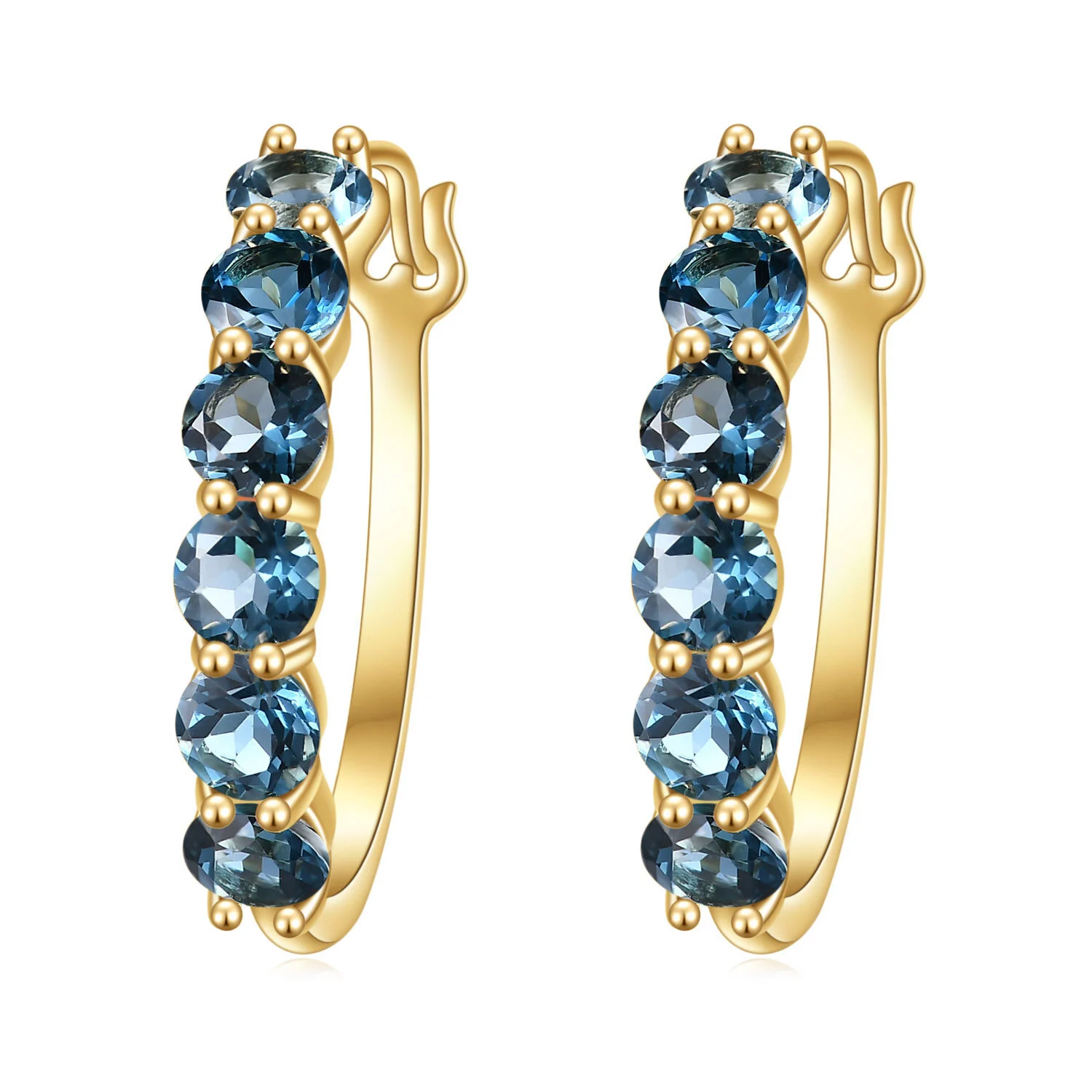 Gem Stone London Mavi Topaz 925 Sterlinq Gümüş Moda Sırğa 1