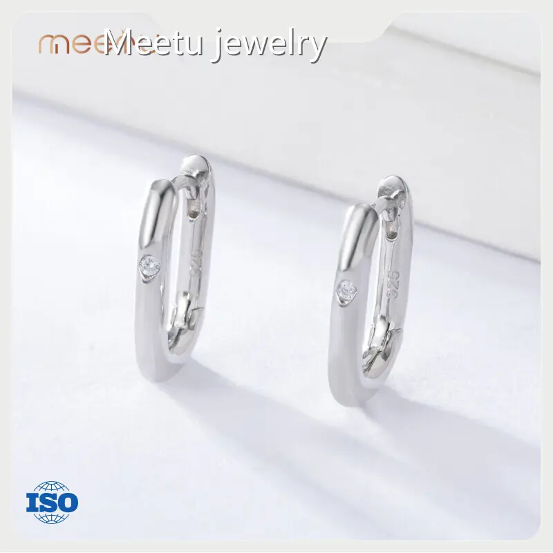 Meetu Jewelry Brand 925 Silver MTSE4129 Zircon Silver Earrings Design Meetu Jewelry 1