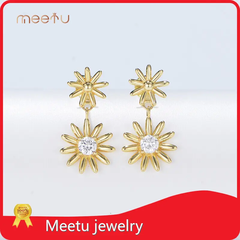 Meetu Jewelry Brand Prong Set MTSE4133 Custom Real Silver Earrings，blue Silver Earrings 1