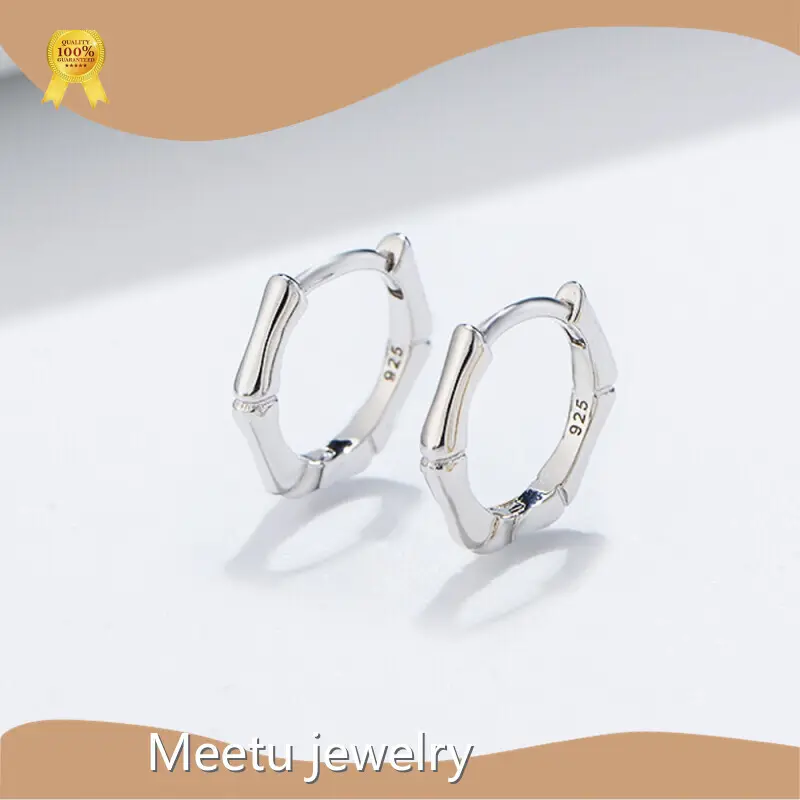 Meetu Jewelry Brand MTSE4139 Custom White Silver Earrings 1
