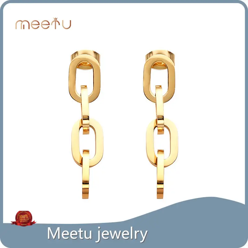304 Stainless Steel with Gold Plated Enamel Stainless Steel Ear Piercing Meetu Jewelry Brand 1