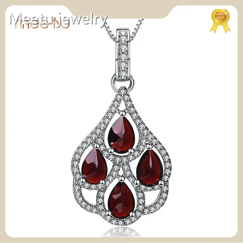 Hot Sterling Silver Earrings Online Natural Garnet Meetu Jewelry Brand 1
