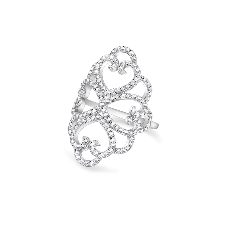 Symmetrical Open-Heart-Shaped Cubic Zircon Ring - Exquisite and original 1