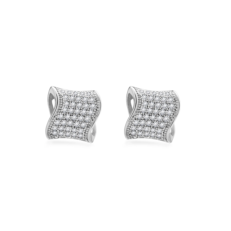 Sparkling Silver Stud Earrings with Cubic Zirconia 1