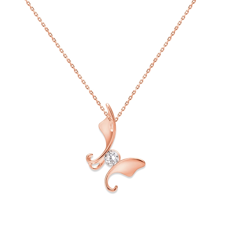 Rose Gold Butterfly Necklace with Stunning Zirconia Accents 1