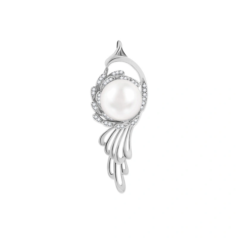 Stunning Silver Feather Pendant with Pearl - Symbol of Elegance 1