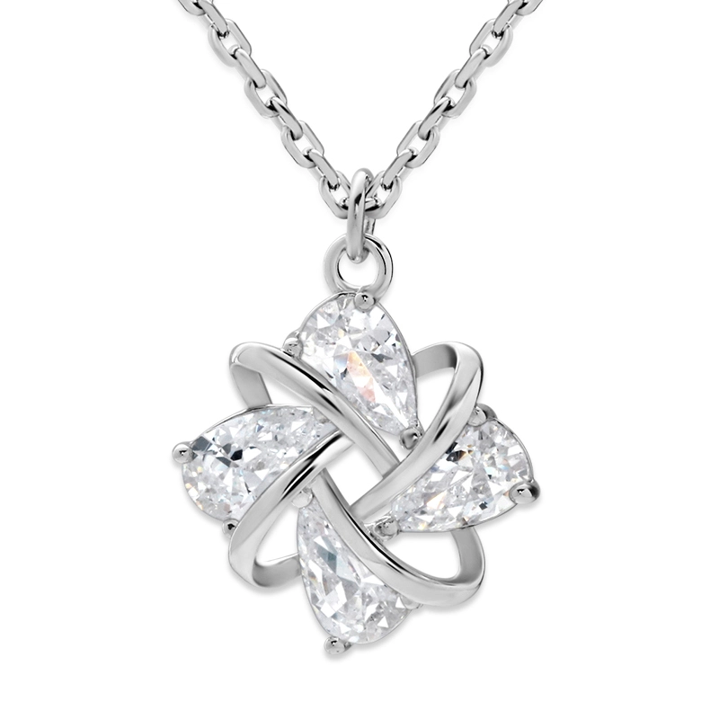 Sparkling Silver Pendant with Zirconia on Sterling Silver Chain 1
