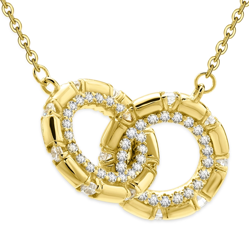 Two-Ring Pendant Set: Sterling Silver 925 Necklace Included 1