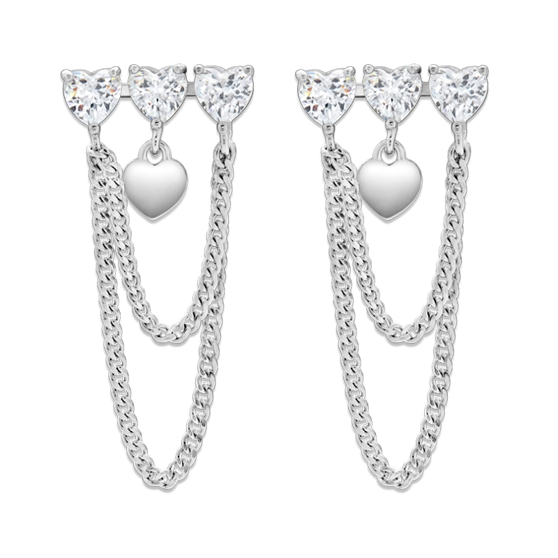 925 Sterling Silver Heart Dangle Earrings 1