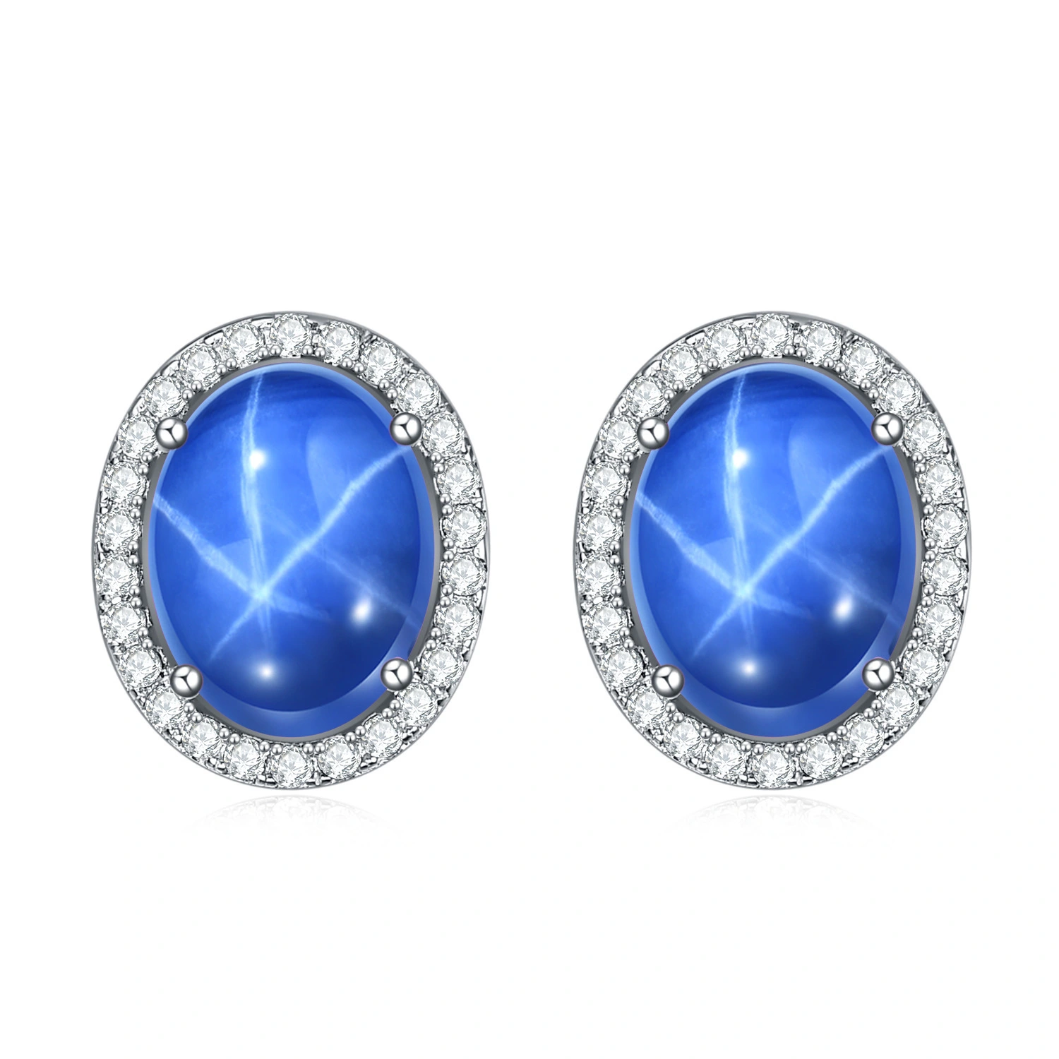 Exquisite 925 Silver Micro Set Gemstone Ear Studs 1